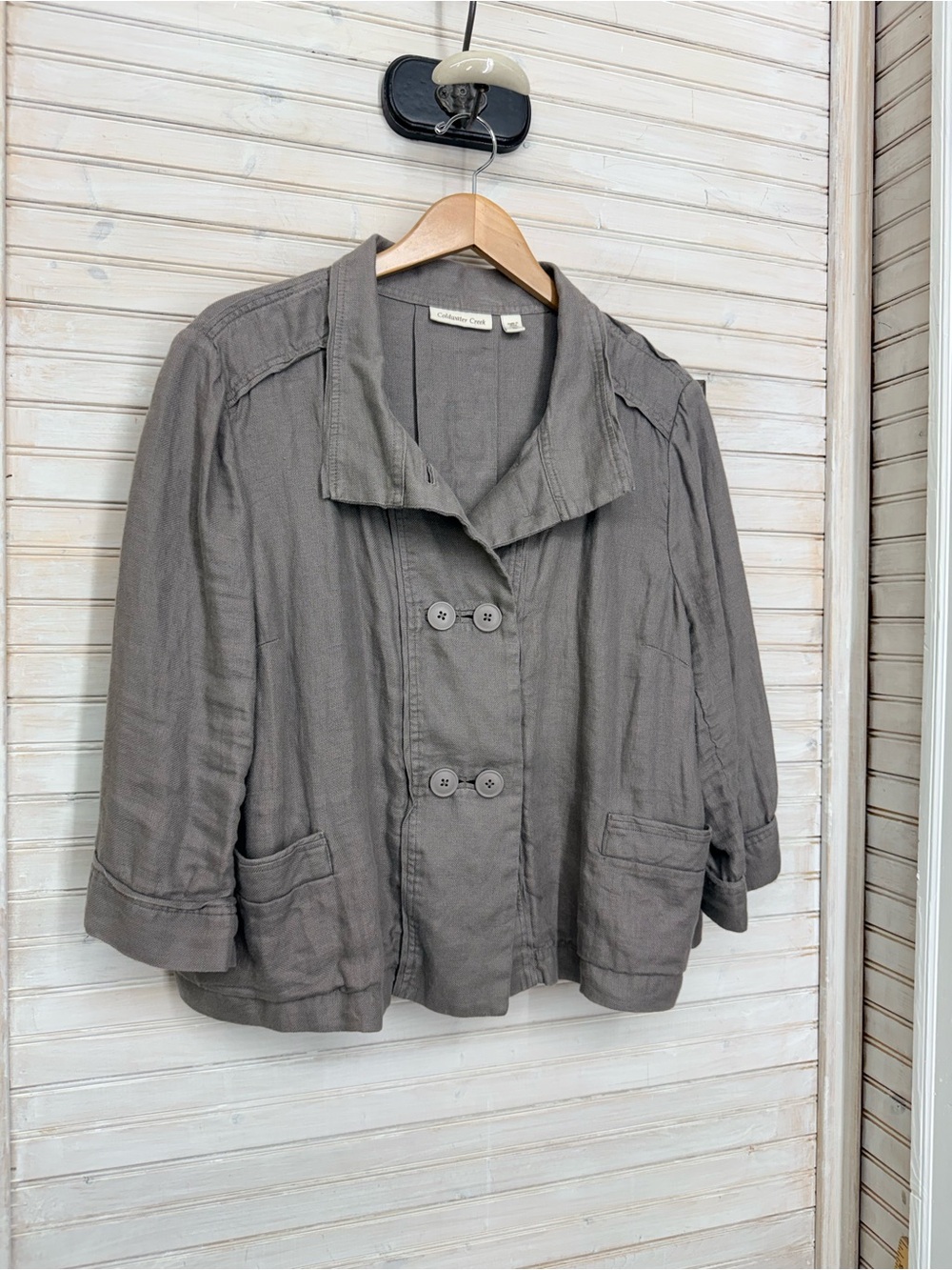 Coldwater Creek Taupe Linen Lagenlook Jacket Women’s XL